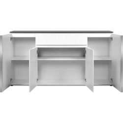 Buffet Brest - Décor Matera / blanc brillant - Panneaux de particules