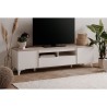 Meuble TV Bertrix 56A - Décor travertin / blanc - Panneaux de particu