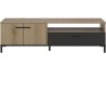 Banc TV - TRUST - Chene / Noir - 2 portes - 1 tiroir - 140 x 40 x 47 c