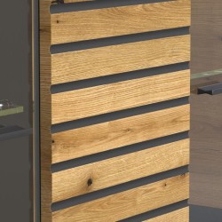 Buffet - Norris - En panneaux de particules - Chene blond / gris anthr