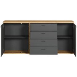 Buffet - Norris - En panneaux de particules - Chene blond / gris anthr