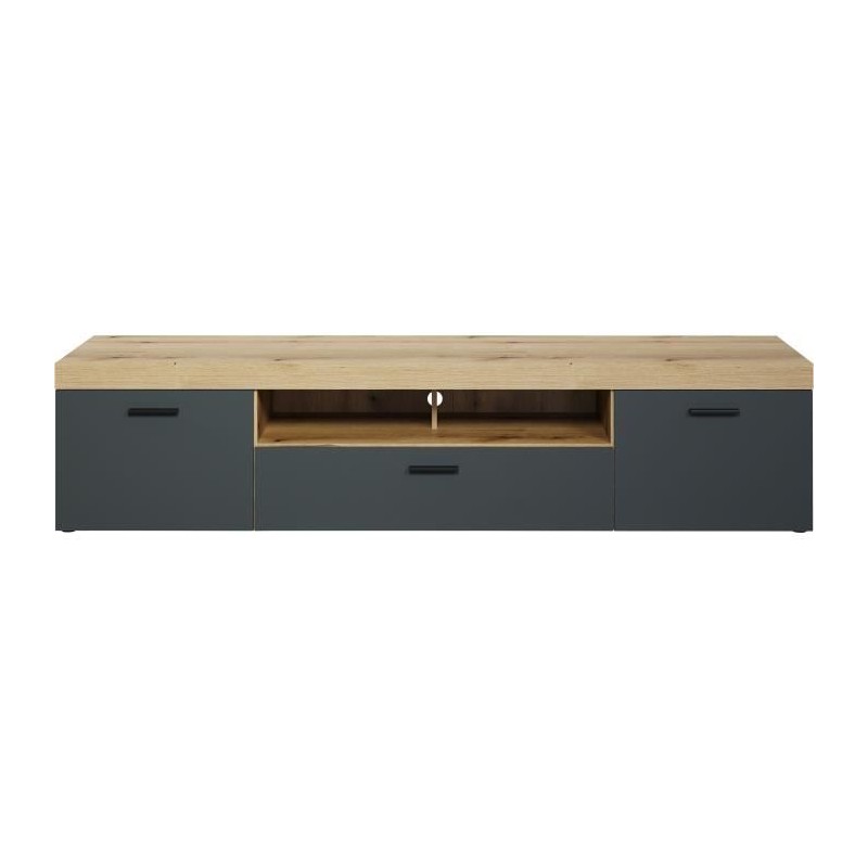 Meuble TV - Tyler - Urbain - En panneaux de particules - Gris anthraci Meuble TV - Tyler - Urbain - En panneaux de particules - Gris anthraci
