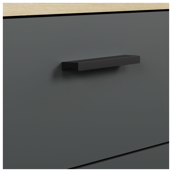 Meuble TV - Tyler - Urbain - En panneaux de particules - Gris anthracite mat / chene miel - 230 x 52 x 52 cm - Trendteam