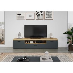 Meuble TV - Tyler - Urbain - En panneaux de particules - Gris anthraci