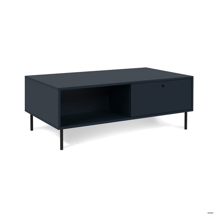 Table basse - CARACAS 55A - Bleu marine - 2 tiroirs, 2 niches - 110 x 40 x 60 cm