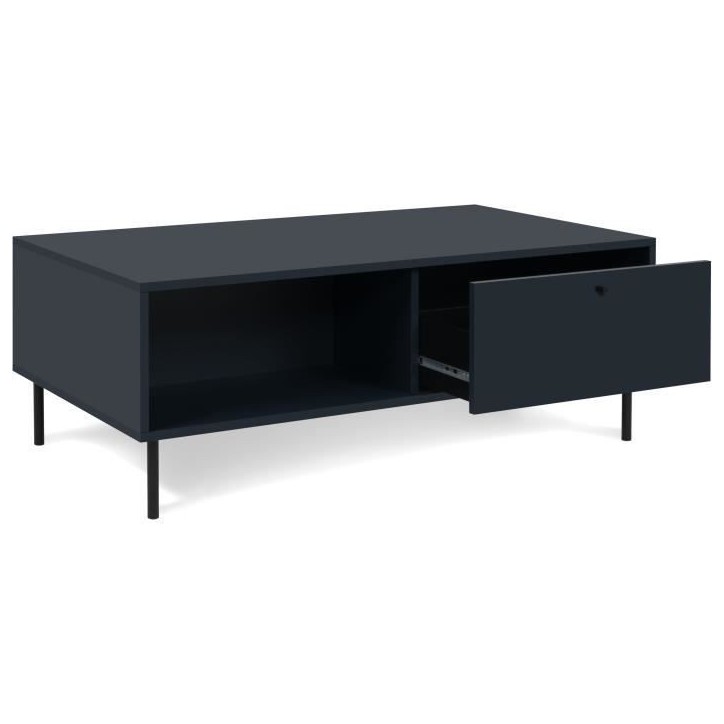 Table basse - CARACAS 55A - Bleu marine - 2 tiroirs, 2 niches - 110 x 40 x 60 cm