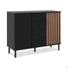 Buffet - MONZA 01B - Noir / Chene artisan - 2 portes - 4 tiroirs - 118