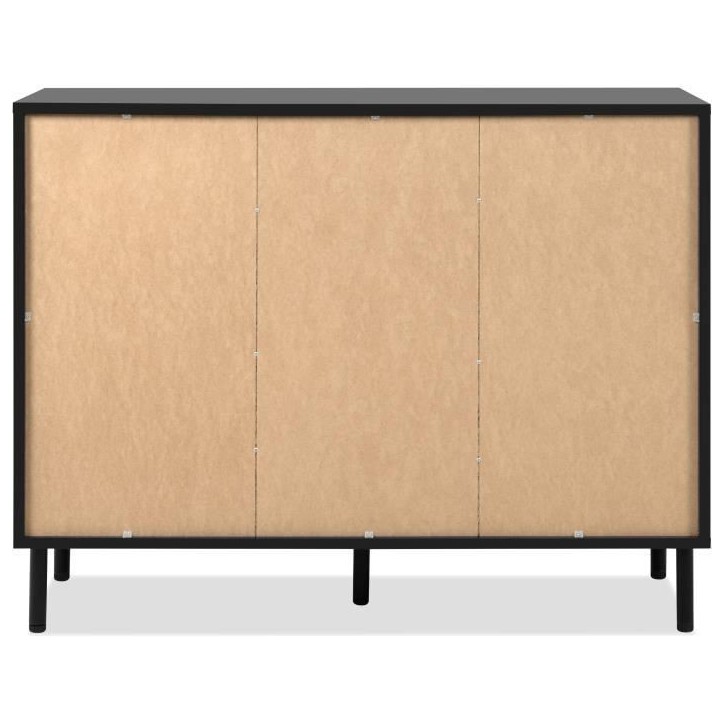 Buffet - MONZA 01B - Noir / Chene artisan - 2 portes - 4 tiroirs - 118 x 90 x 40 cm