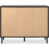 Buffet - MONZA 01B - Noir / Chene artisan - 2 portes - 4 tiroirs - 118