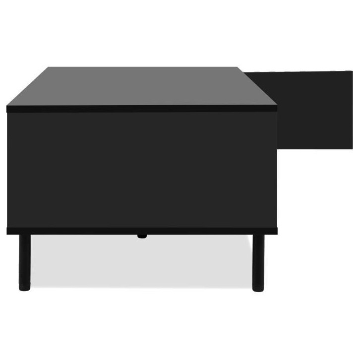 Table basse - MONZA 55A - Noir / Chene artisan - 1 porte, 2 niches - 110,5 x 47 x 67 cm