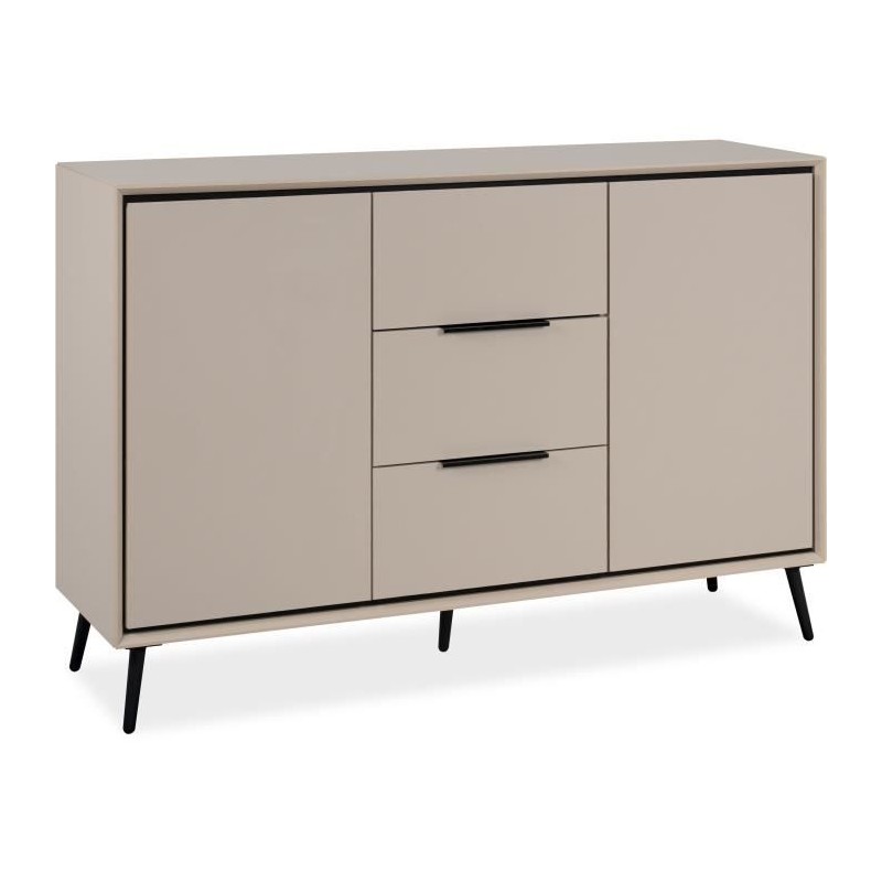 Buffet - ARONA 01B - Beige / Noir - 2 portes, 3 tiroirs - 135 x 90 x 3 Buffet - ARONA 01B - Beige / Noir - 2 portes, 3 tiroirs - 135 x 90 x 3
