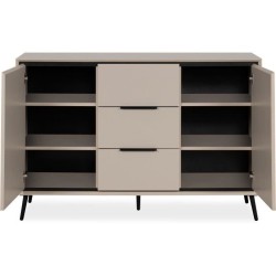 Buffet - ARONA 01B - Beige / Noir - 2 portes, 3 tiroirs - 135 x 90 x 3