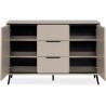 Buffet - ARONA 01B - Beige / Noir - 2 portes, 3 tiroirs - 135 x 90 x 3