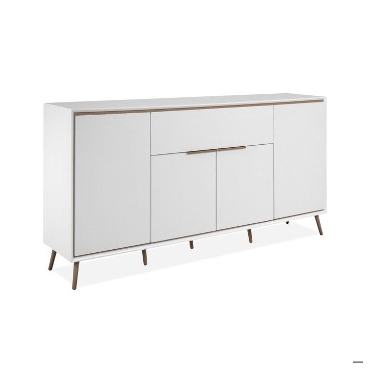 Buffet - ARONA 51B - Blanc / Chene artisan - 4 portes, 1 tiroir - 175 x 90 x 38 cm