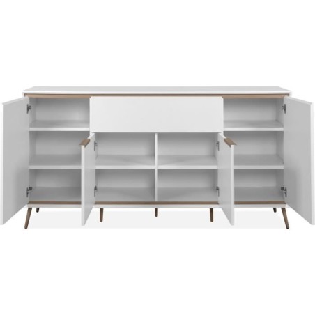 Buffet - ARONA 51B - Blanc / Chene artisan - 4 portes, 1 tiroir - 175 x 90 x 38 cm