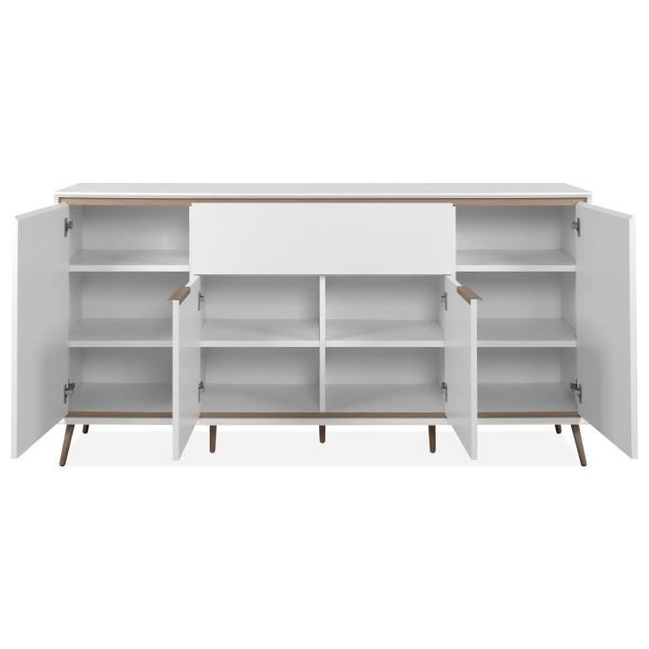 Buffet - ARONA 51B - Blanc / Chene artisan - 4 portes, 1 tiroir - 175 x 90 x 38 cm