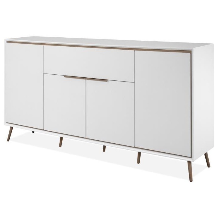 Buffet - ARONA 51B - Blanc / Chene artisan - 4 portes, 1 tiroir - 175 x 90 x 38 cm