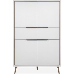 Buffet Haut - ARONA 53B - Blanc / Chene artisan - 4 portes, 2 tiroirs
