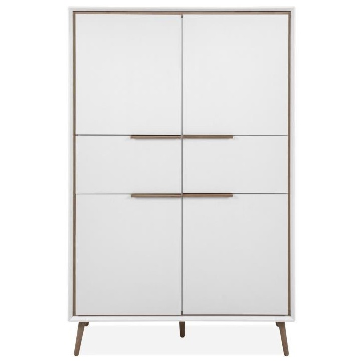 Buffet Haut - ARONA 53B - Blanc / Chene artisan - 4 portes, 2 tiroirs - 175 x 90 x 38 cm