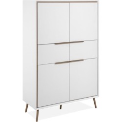 Buffet Haut - ARONA 53B - Blanc / Chene artisan - 4 portes, 2 tiroirs