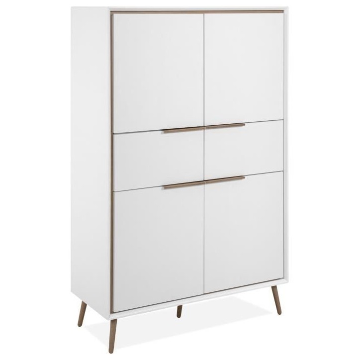 Buffet Haut - ARONA 53B - Blanc / Chene artisan - 4 portes, 2 tiroirs - 175 x 90 x 38 cm