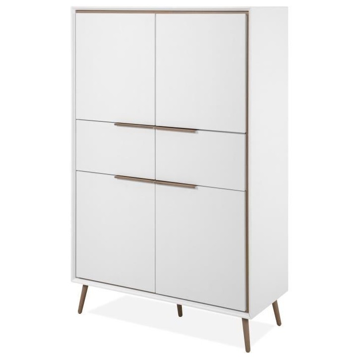 Buffet Haut - ARONA 53B - Blanc / Chene artisan - 4 portes, 2 tiroirs - 175 x 90 x 38 cm