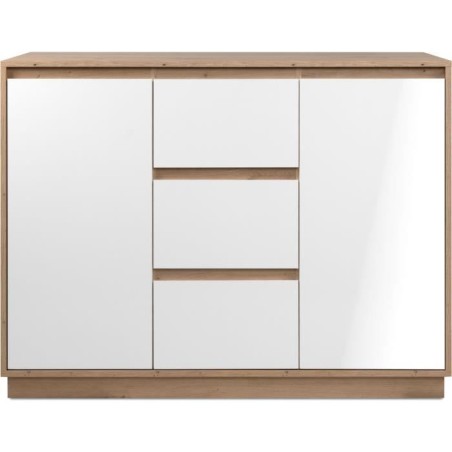 Buffet - PHoeNIX - Chene artisan / Blanc - 2 portes - 3 tiroirs - 117
