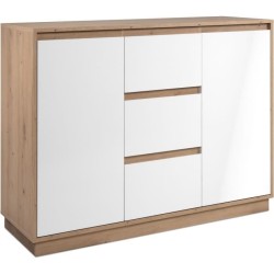 Buffet - PHoeNIX - Chene artisan / Blanc - 2 portes - 3 tiroirs - 117