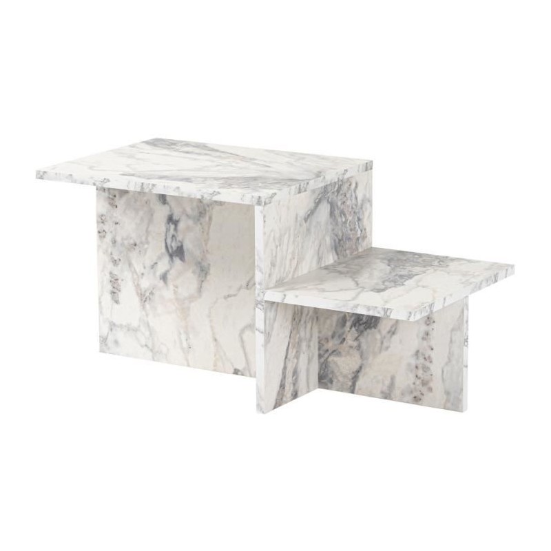 Table basse - HARMONY - Rectangulaire - Effet marbre Freesia - 80 x 40 Table basse - HARMONY - Rectangulaire - Effet marbre Freesia - 80 x 40