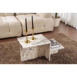 Table basse - HARMONY - Rectangulaire - Effet marbre Freesia - 80 x 40