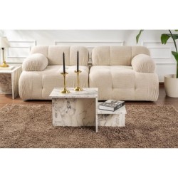 Table basse - HARMONY - Rectangulaire - Effet marbre Freesia - 80 x 40