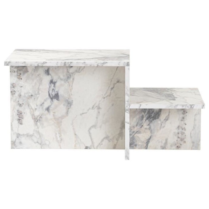 Table basse - HARMONY - Rectangulaire - Effet marbre Freesia - 80 x 40 x 40 cm
