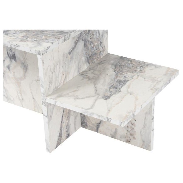 Table basse - HARMONY - Rectangulaire - Effet marbre Freesia - 80 x 40 x 40 cm