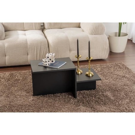 Table basse - HARMONY - Rectangulaire - Noir - 80 x 40 x 40 cm