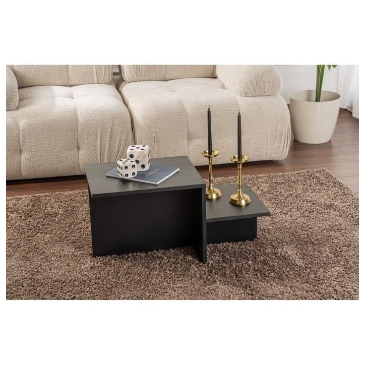 Table basse - HARMONY - Rectangulaire - Noir - 80 x 40 x 40 cm