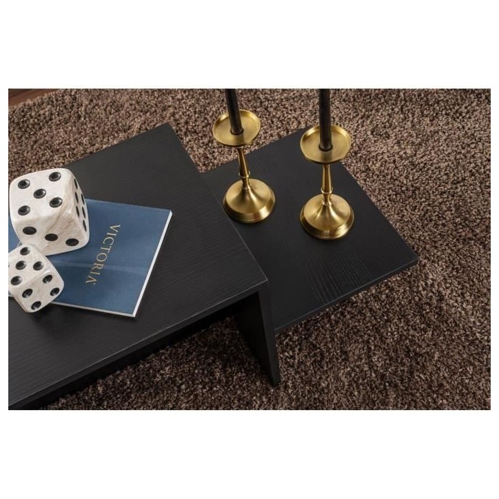 Table basse - HARMONY - Rectangulaire - Noir - 80 x 40 x 40 cm