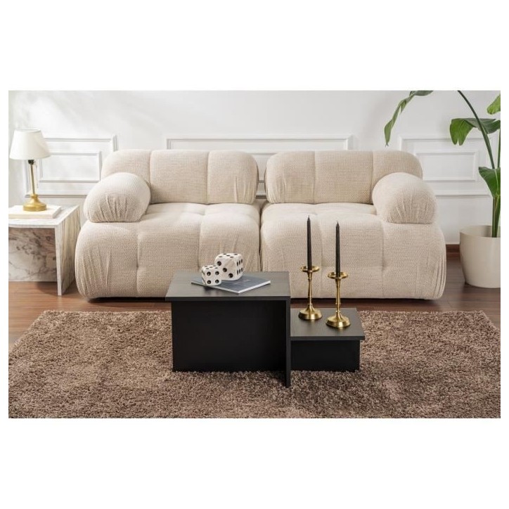 Table basse - HARMONY - Rectangulaire - Noir - 80 x 40 x 40 cm