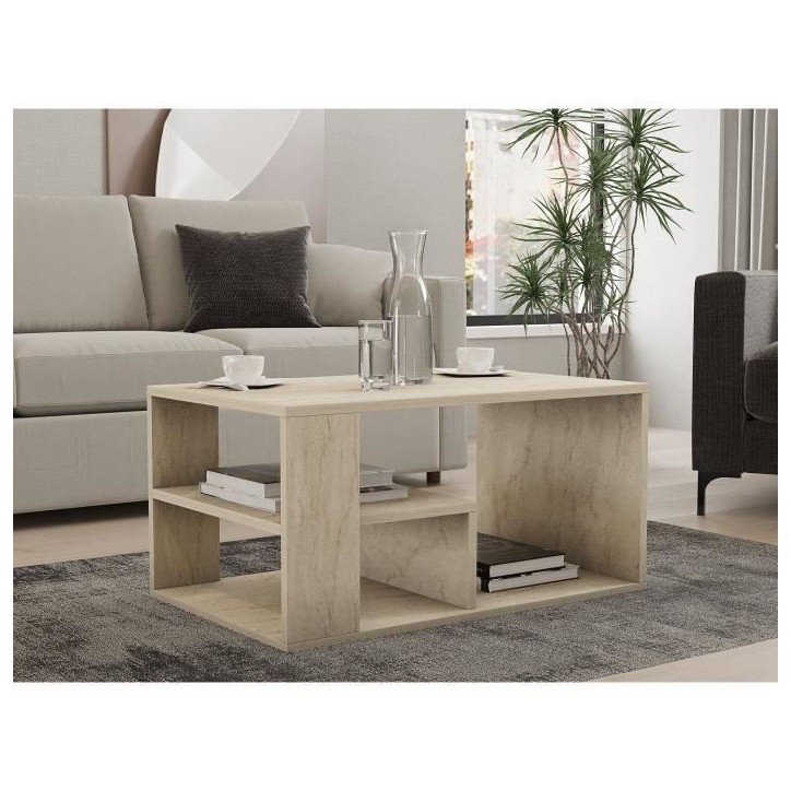 Table basse - EROS - Rectangulaire - Travertin - 80 x 50 x 40 cm