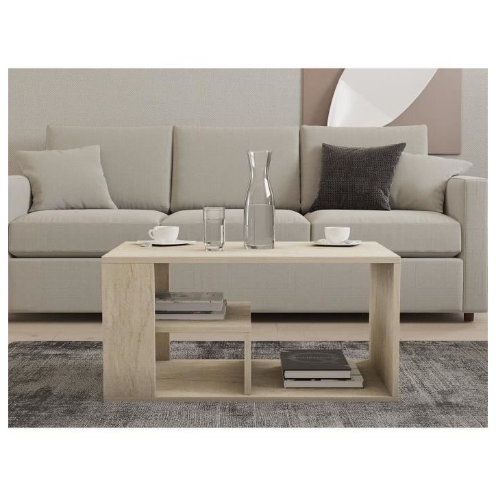 Table basse - EROS - Rectangulaire - Travertin - 80 x 50 x 40 cm