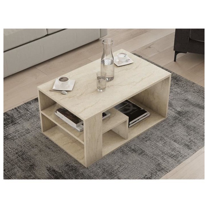 Table basse - EROS - Rectangulaire - Travertin - 80 x 50 x 40 cm