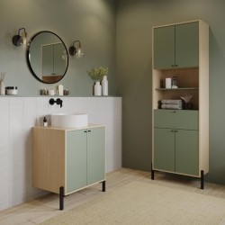 CALICOSY - Colonne 4 portes, 1 tiroir et 2 niches H201,5 cm - ELISA -