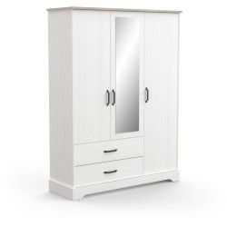 Armoire de chambre - COTTAGE - Chene Kronberg / Blanc - 3 portes - 148
