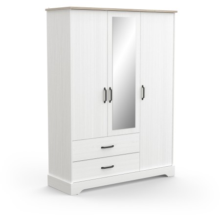 Armoire de chambre - COTTAGE - Chene Kronberg / Blanc - 3 portes - 148