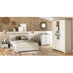 Armoire de chambre - COTTAGE - Chene Kronberg / Blanc - 3 portes - 148