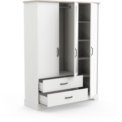 Armoire de chambre - COTTAGE - Chene Kronberg / Blanc - 3 portes - 148