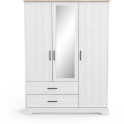 Armoire de chambre - COTTAGE - Chene Kronberg / Blanc - 3 portes - 148