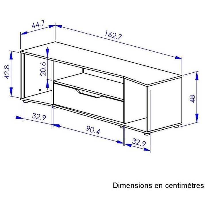 Meuble TV gamer - HACK - Noir - 163 x 45 x 48 cm - DIAGONE