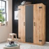Armoire CORFOU - Décor Chene et gris anthracite - 3 portes battantes