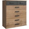 Commode CORFOU - 5 grands tiroirs + 2 petits - décor Chene et gris -