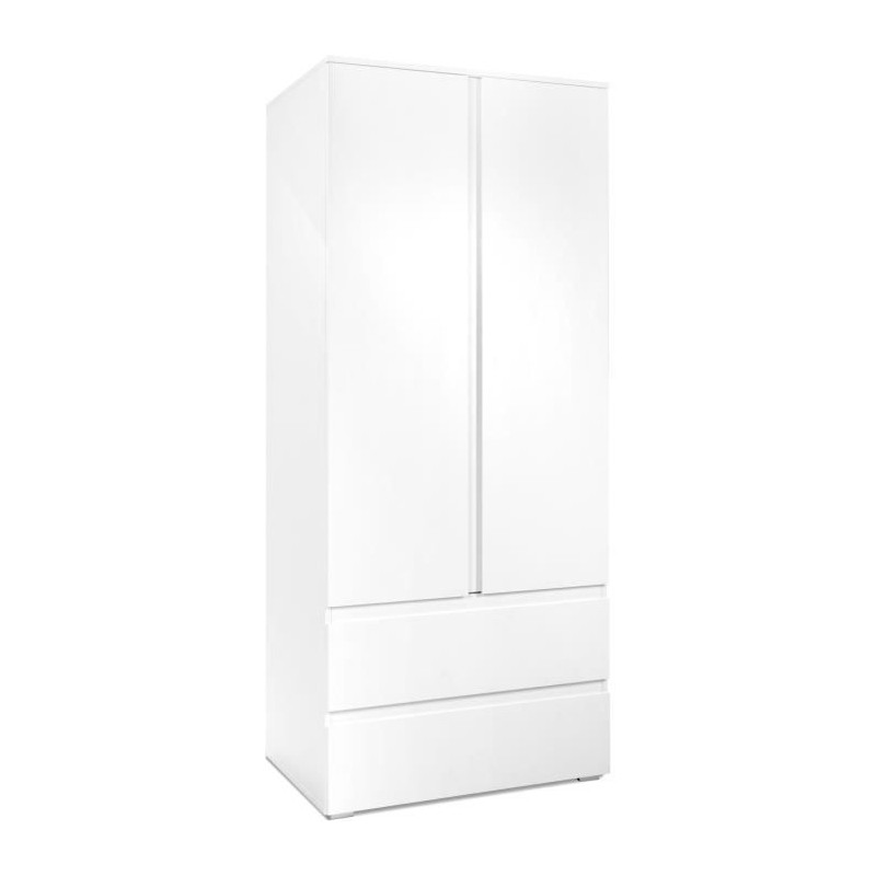 Armoire Image 60A - 2 portes battantes - 2 tiroirs - Blanc Mat - L80 x
